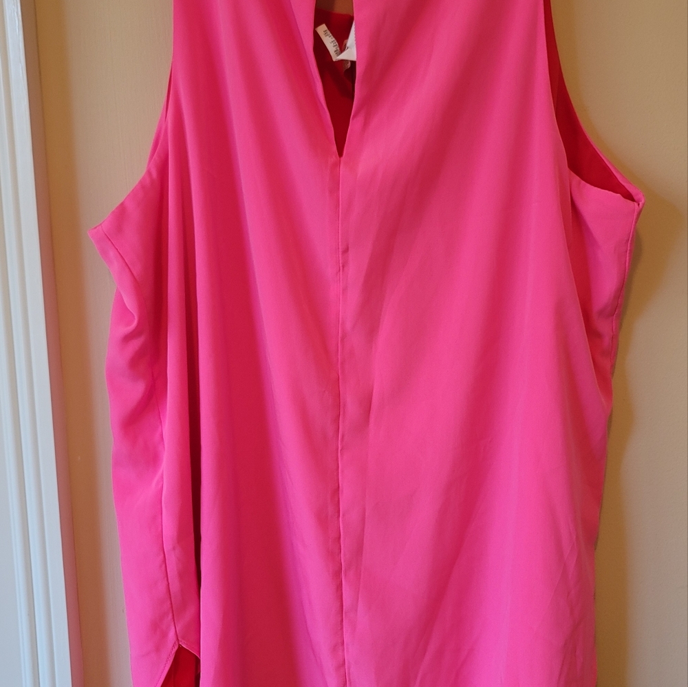 NWOT Express Bright Hot Pink Red Two Tone Tank Top - Picture 2 of 7